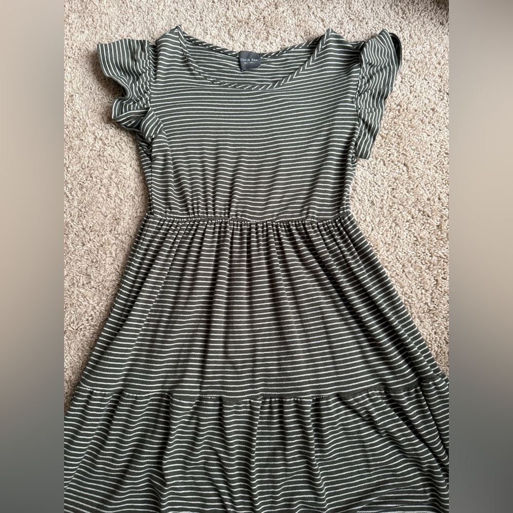 Striped Green and White Dress